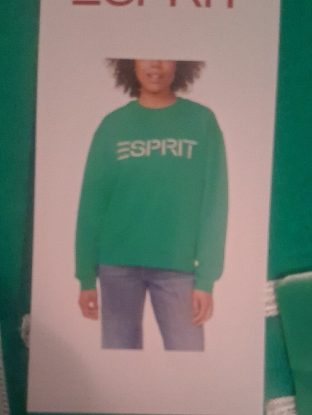 Esprit Womans Bright Green Logo Pullover - Picture 3 of 4